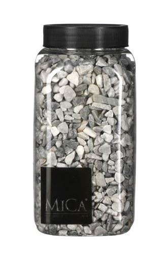 Dekorační kameny v dóze, Mica, 650 ml, velikost 5 - 10 mm, světle šedé