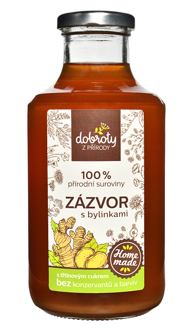 Domácí bylinný sirup, Dobroty z přírody Zázvor s bylinkami, 500 ml