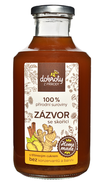 Domácí bylinný sirup, Dobroty z přírody Zázvor se skořicí, 500 ml