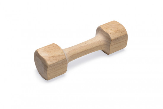 Dřevěná hračka pro psy, činka DEX, hnědá, 230 g-28686