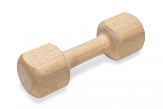 Dřevěná hračka pro psy, činka DEX, hnědá, 550 g-28717