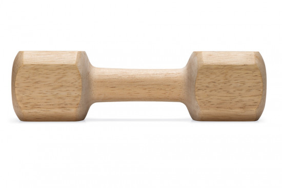 Dřevěná hračka pro psy, činka DEX, hnědá, 550 g-28719