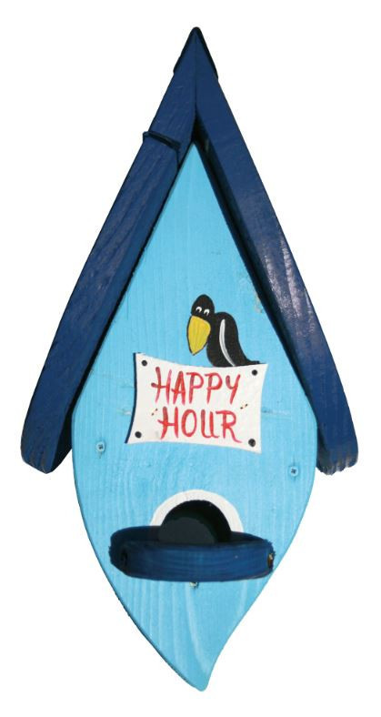 Dřevěná závěsná ptačí budka, Vogelvilla Happy Hour, světle modrá