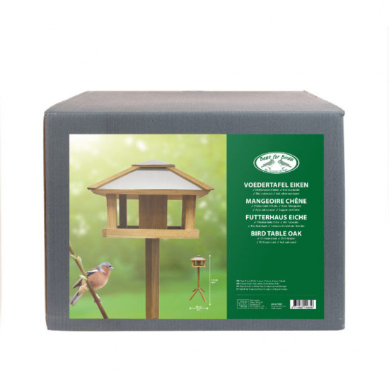Dřevěné hranaté krmítko pro ptáky na noze, Esschert Design, přírodní-13498