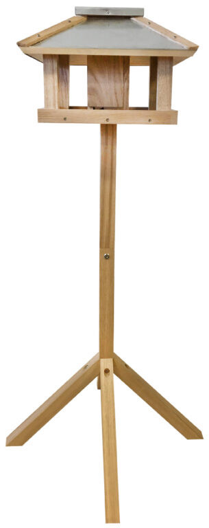 Dřevěné hranaté krmítko pro ptáky na noze, Esschert Design, přírodní-13499