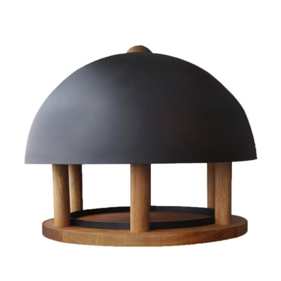 Dřevěné kulaté krmítko pro ptáky na noze, Esschert Design, černá kopule-13496