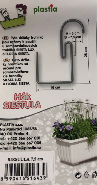 Držák na truhlík Plastia SIESTULA 7.5, stříbrný-8889