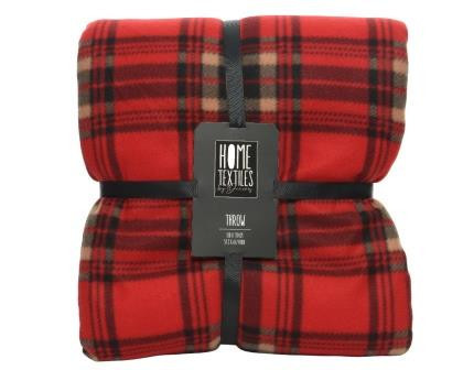 Flanelová deka, plyš, motiv tartan, rozměr 130 x 150 cm, červeno - černá