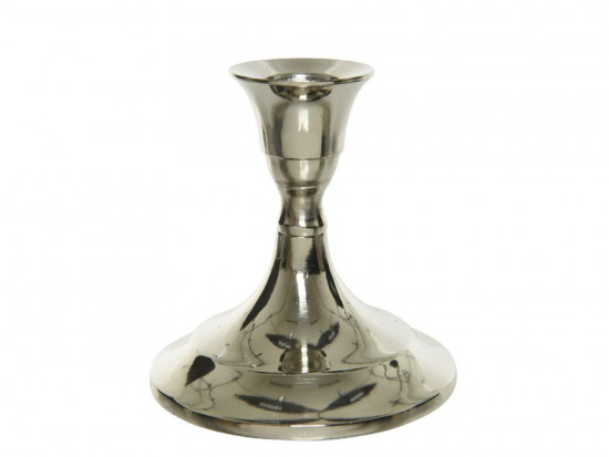 Hliníkový svícen na noze, průměr 9 cm, výška 9.5 cm, stříbrná