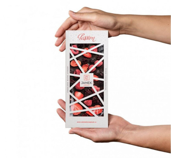 Hořká čokoláda Passion s jahodami, malinami, ostružinami a rybízem, Janek, 100 g-27115