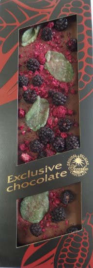 Hořká čokoláda, Severka Exclusive chocolate s otružinami, malinami a mátou, 120 g