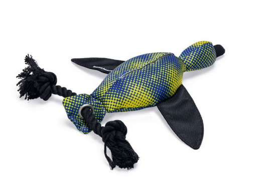 Hračka pro psy, kachna s lanem, modro - žlutá, 49 cm-28063