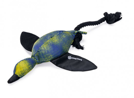 Hračka pro psy, kachna s lanem, modro - žlutá, 49 cm-28067