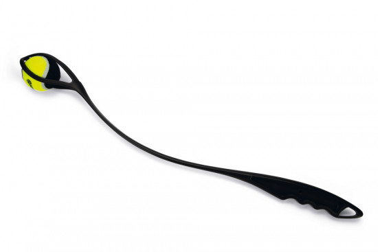 Hračka pro psy, tenisák s vrhačem, černo - žlutá, 65 cm-28660