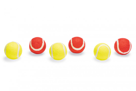Hračka pro psy, tenisáky, červená a žlutá, 6 ks, průměr 6.5 cm-28752
