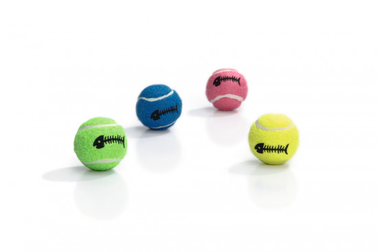 Hračka s rolničkou pro kočky, tenisák, mix barev, průměr 4 cm-29480