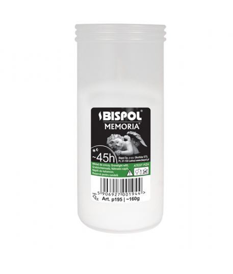 Hřbitovní náplň, svíčka, 160 g, bílá, doba hoření 45 hod.