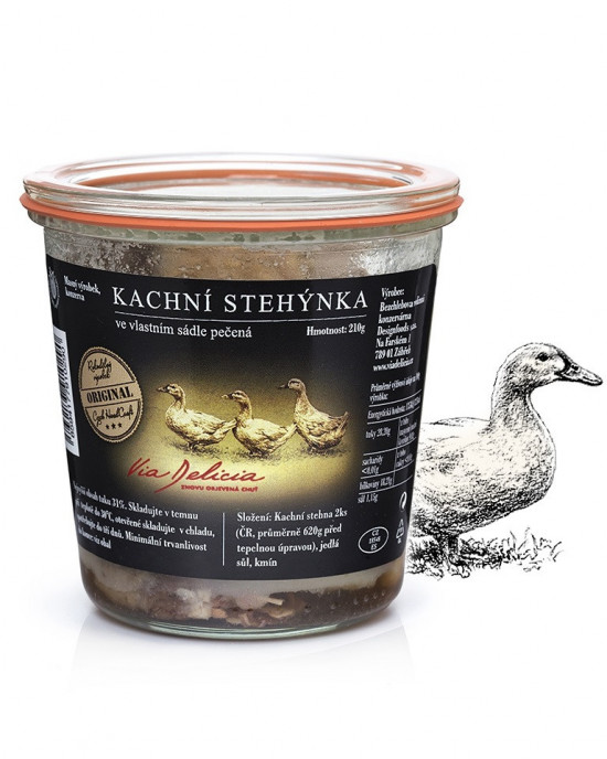 Kachní stehýnka ve vlastním sádle pečená 2 ks, Via Delicia, bez lepku, 450 g
