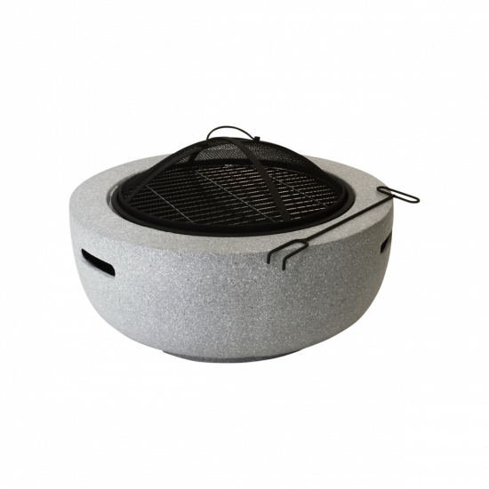 Kameninové ohniště s poklopem Esschert design, průměr 60 cm, světle šedé