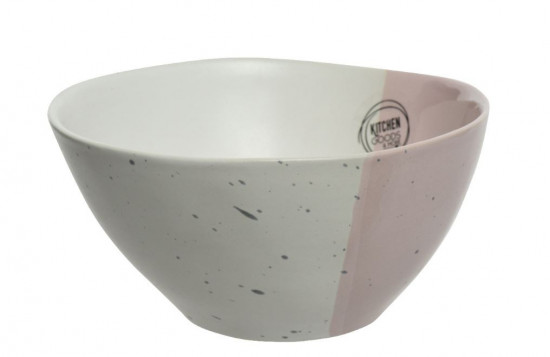 Keramická miska, motiv tečky, průměr 15 cm, bílo - růžová