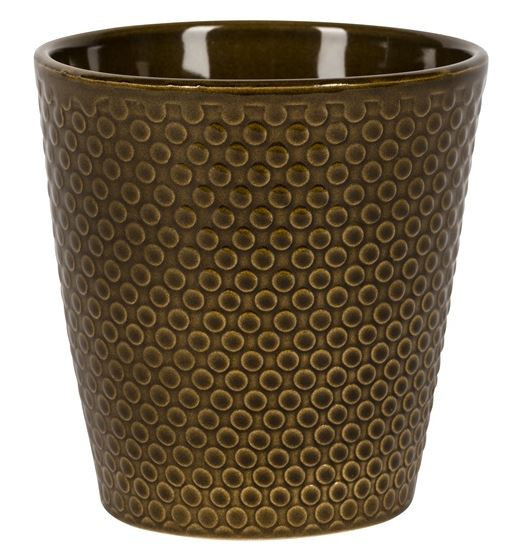 Keramický obal na květináč NDT COPENHAGEN BUBBLE, glazovaný, průměr 13 cm, hnědý