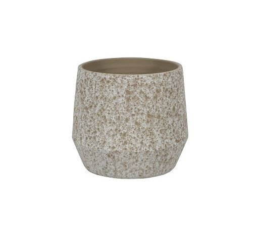 Keramický obal na květináč SPARTA, dekor kámen, průměr 14 cm, krémovo - hnědý