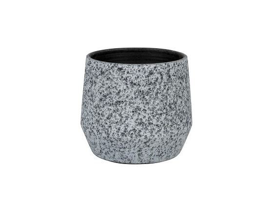 Keramický obal na květináč SPARTA, dekor kámen, průměr 14 cm, šedo - černý