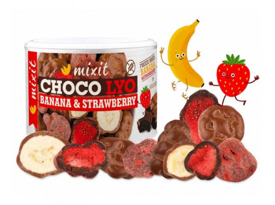 Křupavé banány a jahody v čokoládě, Mixit, 150 g