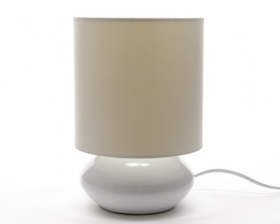 Lampa stolní kulatá, porcelán, průměr 15cm, výška 22.5cm, béžová