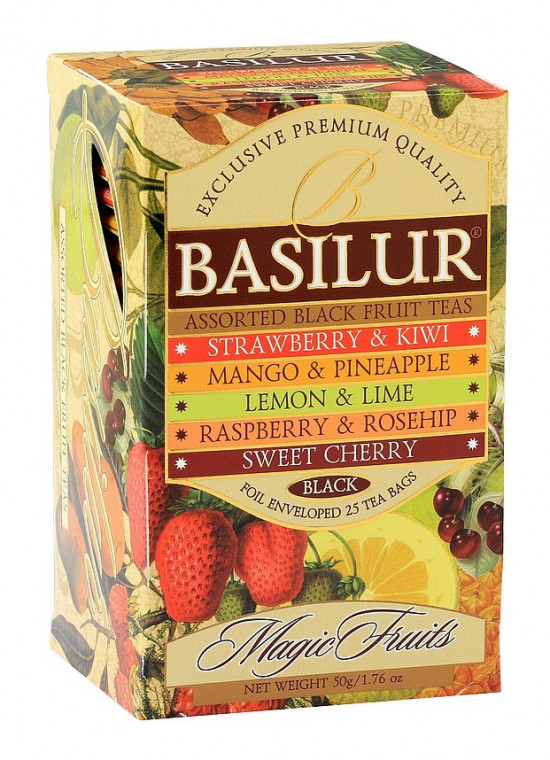 Mix aromatizovaných černých čajů, Basilur Assorted Black Magic, porcovaný s přebalem, 25 sáčků