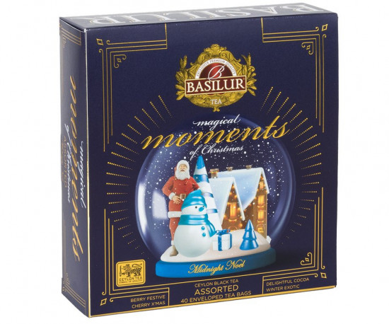 Mix aromatizovaných černých čajů, Basilur Midnight Noel Assorted, porcovaný s přebalem, 40 sáčků