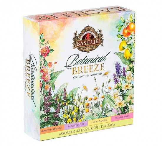 Mix čajů, Basilur Botanical Breeze Cooling Teas Assorted, porcovaný s přebalem, 40 sáčků