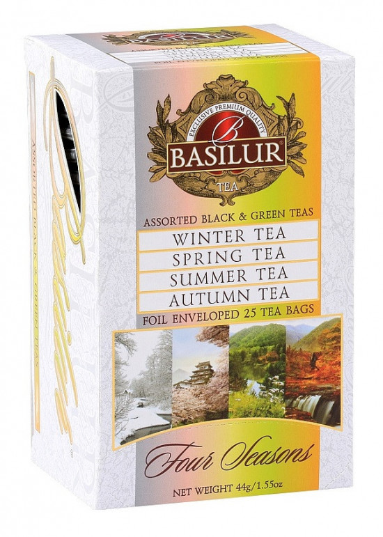 Mix čajů, Basilur Four Seasons Assorted, porcovaný s přebalem, 25 sáčků