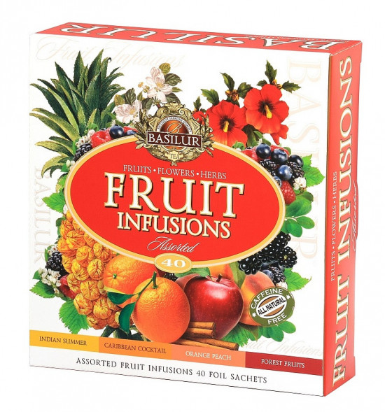 Mix ovocných čajů, Basilur Fruit Infusions Assorted, porcovaný s přebalem, 40 sáčků