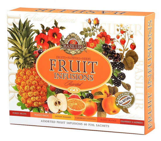 Mix ovocných čajů, Basilur Fruit Infusions Assorted, porcovaný s přebalem, 60 sáčků