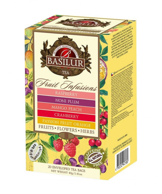 Mix ovocných čajů, Basilur Fruit Infusions Vol. 3, porcovaný s přebalem, 20 sáčků