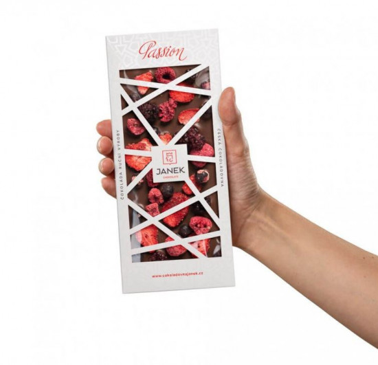 Mléčná čokoláda Passion s jahodami, malinami, ostružinami a rybízem, Janek, 100 g-27128