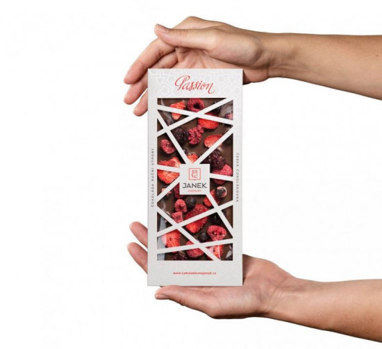 Mléčná čokoláda Passion s jahodami, malinami, ostružinami a rybízem, Janek, 100 g-27129