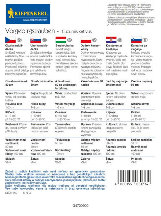 Okurka nakládačka Vorgebirgstrauben, Kiepenkerl, semínka-17910
