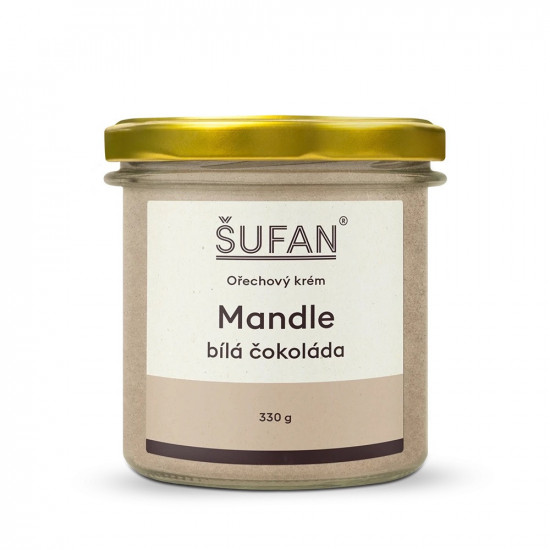 Ořechové máslo, Šufan Mandle - bílá čokoláda, dóza sklo, 330 g