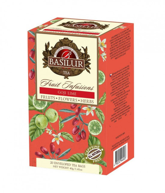 Ovocný čaj, Basilur Fruit Goji & Lime, porcovaný s přebalem, 20 sáčků