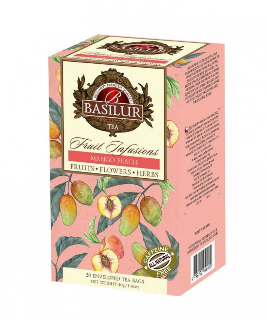 Ovocný čaj, Basilur Fruit Mango & Peach, porcovaný s přebalem, 20 sáčků