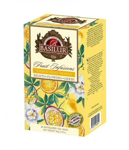 Ovocný čaj, Basilur Fruit Passion Fruit & Orange, porcovaný s přebalem, 20 sáčků