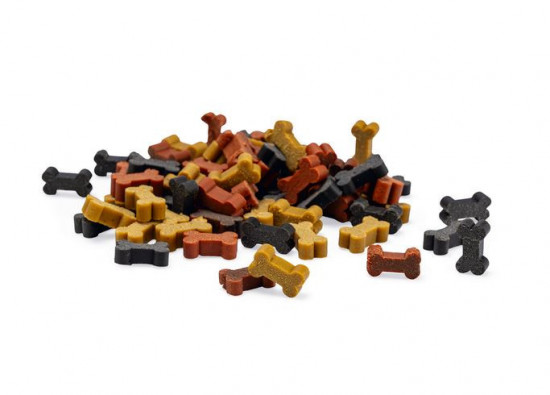 Pamlsek pro psy s kuřecím, dršťky a lososem, MINI BONES, 150 g-27985