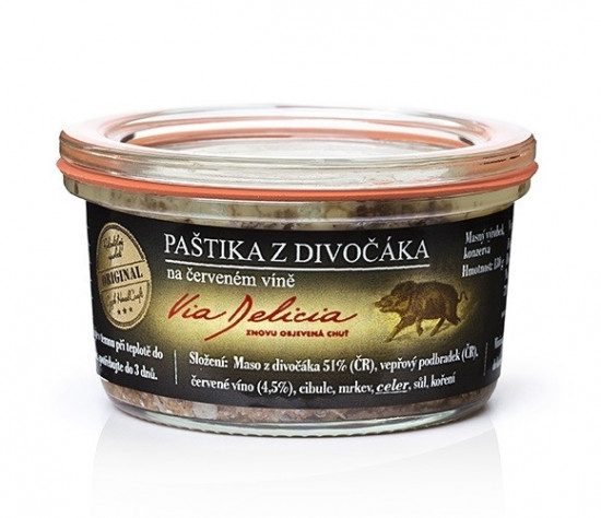 Paštika z divočáka na červeném víně, Via Delicia, bez lepku, 130 g-5356