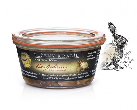 Pečený králík s vepřovým bůčkem, Via Delicia, bez lepku, 210 g