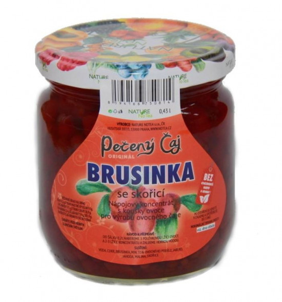 Pečený ovocný čaj, Nature Notea Brusinka se skořicí, rodinné balení, 430 ml