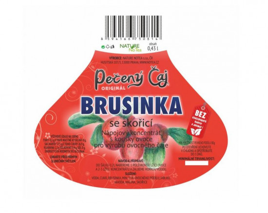 Pečený ovocný čaj, Nature Notea Brusinka se skořicí, rodinné balení, 430 ml-5232