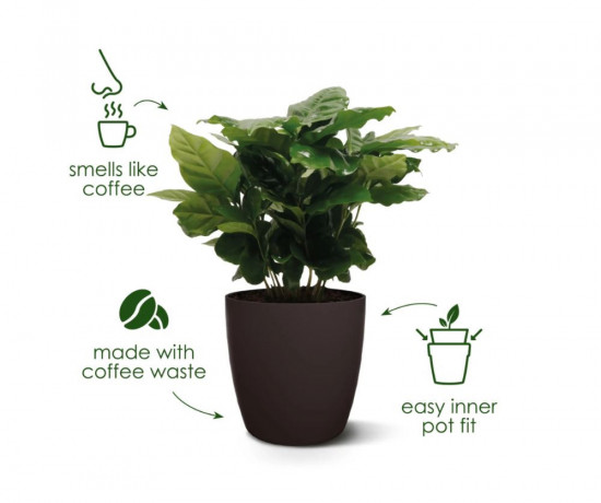 Plastový obal na květináč elho THE COFFEE COLLECTION, průměr 13 cm, hnědá-27450