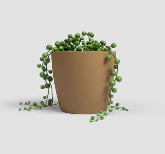 Plastový obal na květináč SAN REMO, průměr 8 cm, okrový-27555